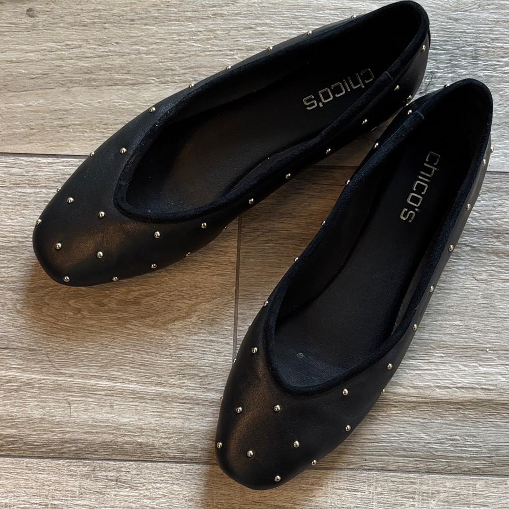 Chico's Black Studded Ballet Flats